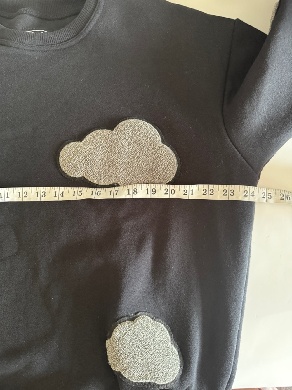 Steady Hands Black Playful Gray Cloud Patch Applique Oversized Sweatshirt size M - Picture 8 of 9